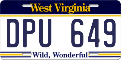 WV license plate DPU649