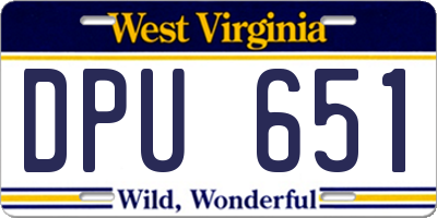 WV license plate DPU651