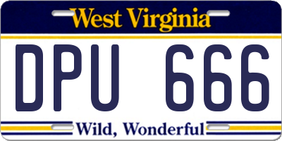 WV license plate DPU666