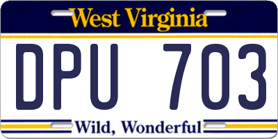 WV license plate DPU703