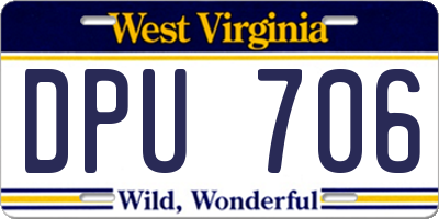 WV license plate DPU706