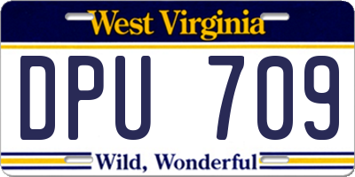 WV license plate DPU709