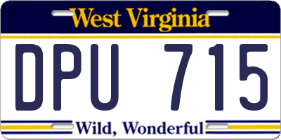 WV license plate DPU715