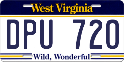 WV license plate DPU720