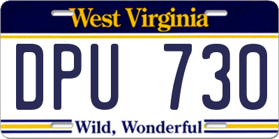 WV license plate DPU730