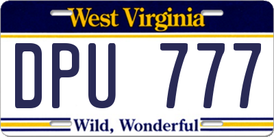 WV license plate DPU777