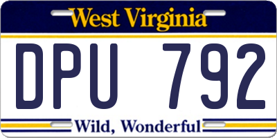 WV license plate DPU792