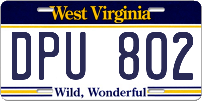 WV license plate DPU802