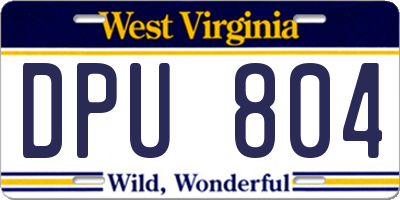 WV license plate DPU804
