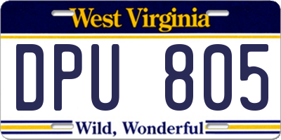 WV license plate DPU805