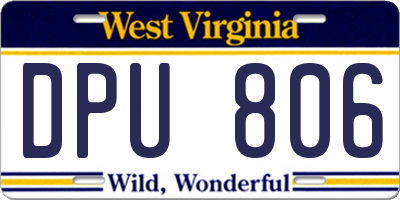 WV license plate DPU806
