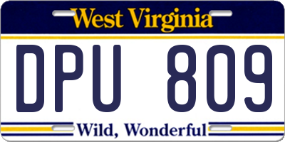 WV license plate DPU809