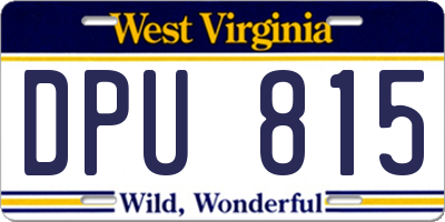 WV license plate DPU815
