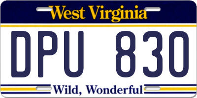 WV license plate DPU830
