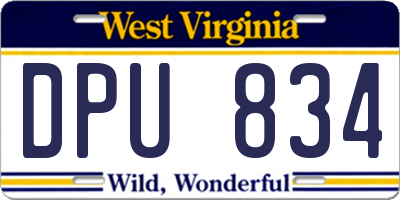 WV license plate DPU834