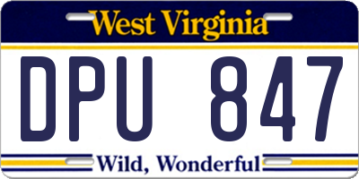 WV license plate DPU847