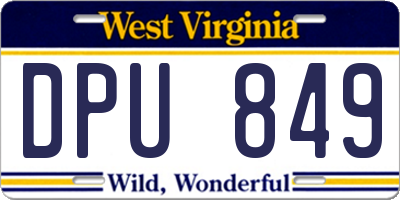 WV license plate DPU849