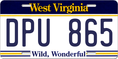WV license plate DPU865