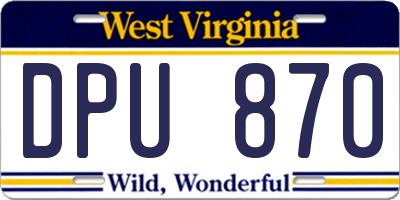 WV license plate DPU870