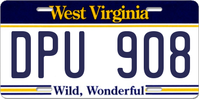 WV license plate DPU908