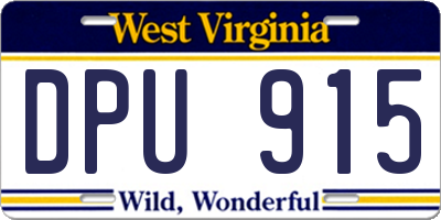 WV license plate DPU915