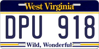 WV license plate DPU918