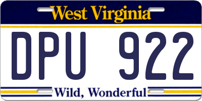 WV license plate DPU922