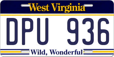 WV license plate DPU936