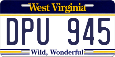 WV license plate DPU945