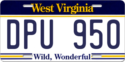WV license plate DPU950