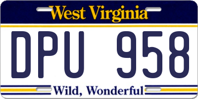 WV license plate DPU958