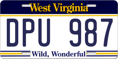 WV license plate DPU987