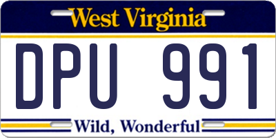 WV license plate DPU991