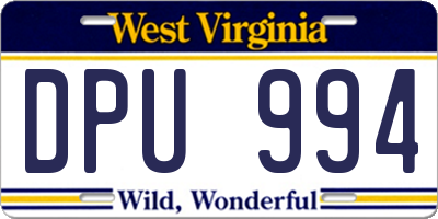 WV license plate DPU994