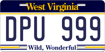 WV license plate DPU999