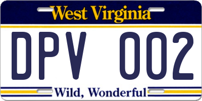 WV license plate DPV002