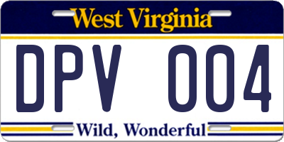 WV license plate DPV004