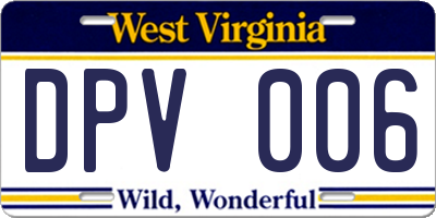 WV license plate DPV006