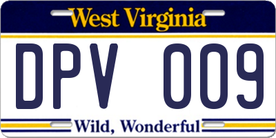 WV license plate DPV009