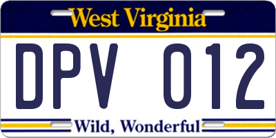 WV license plate DPV012