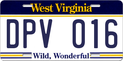 WV license plate DPV016