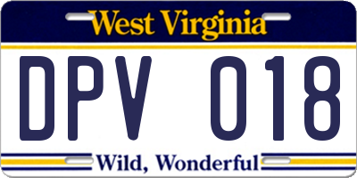 WV license plate DPV018
