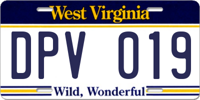WV license plate DPV019
