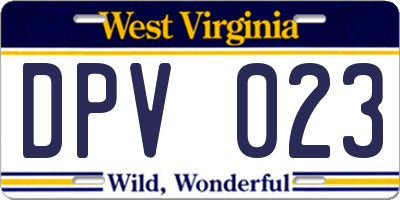 WV license plate DPV023