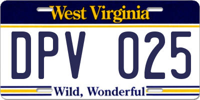 WV license plate DPV025