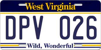 WV license plate DPV026