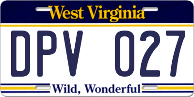 WV license plate DPV027