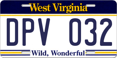 WV license plate DPV032