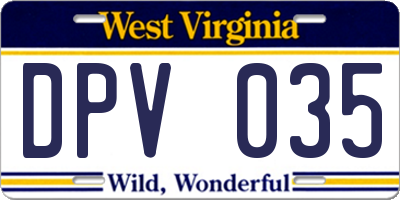WV license plate DPV035