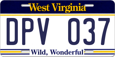 WV license plate DPV037